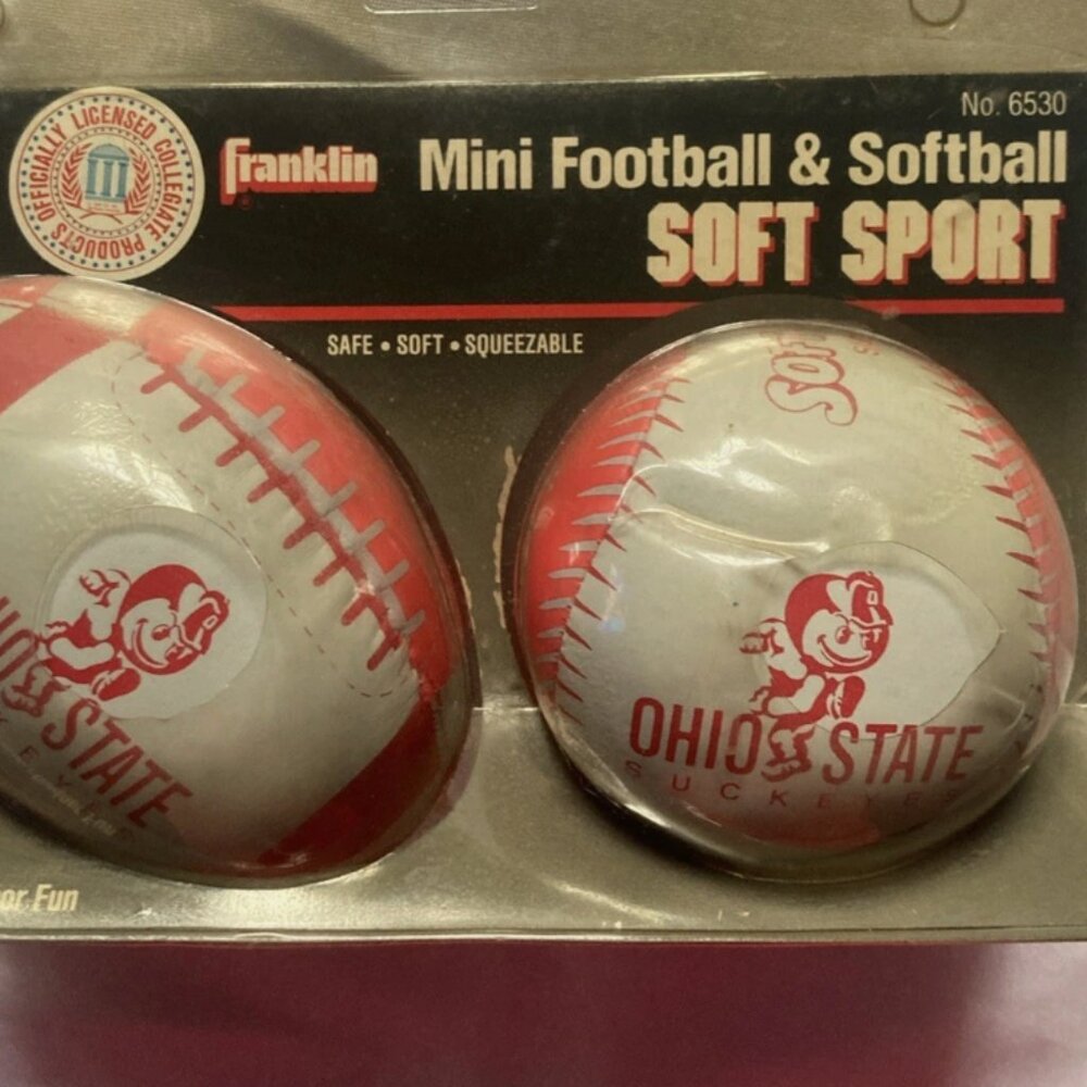 OHIO STATE Buckeyes Mini 6" Football and 5" Softball set, perfect for baby gift